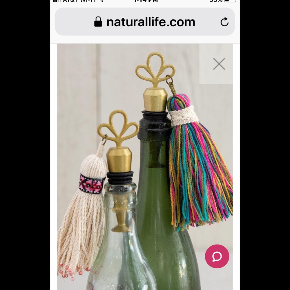 3 Natural Life Tassel Bottle Stoppers Brand New